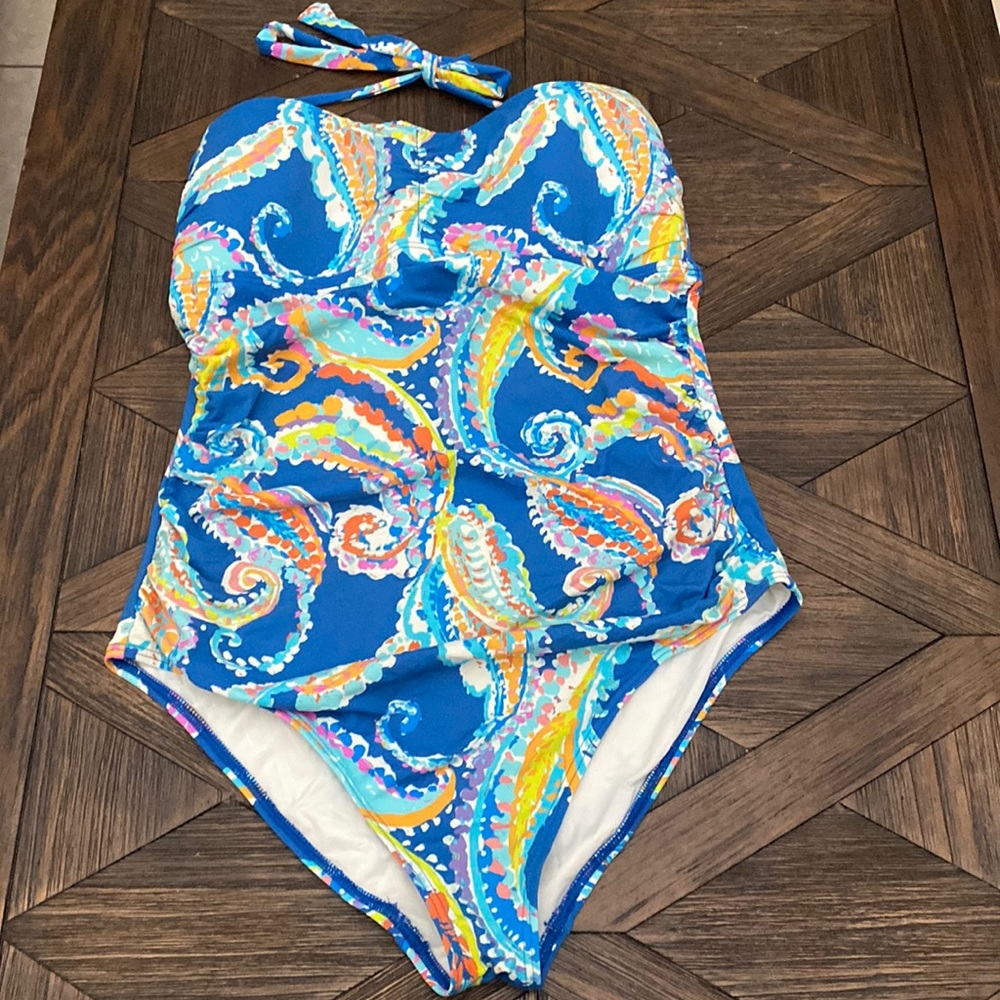 J. McLaughlin Blue Paisley One Piece Swimsuit
